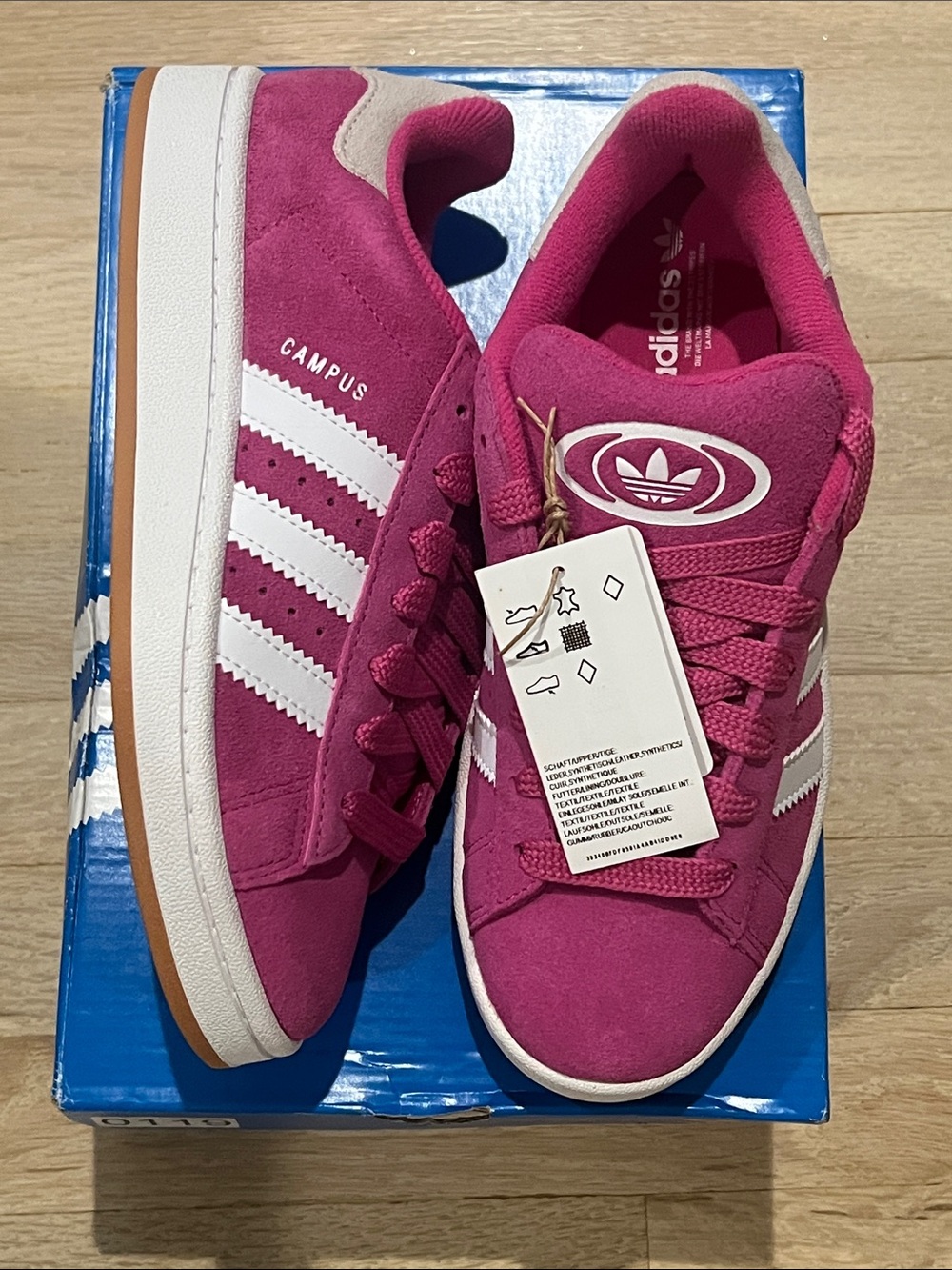 Adidas Campus Women’s Suede Sneakers in Magenta Pink and White